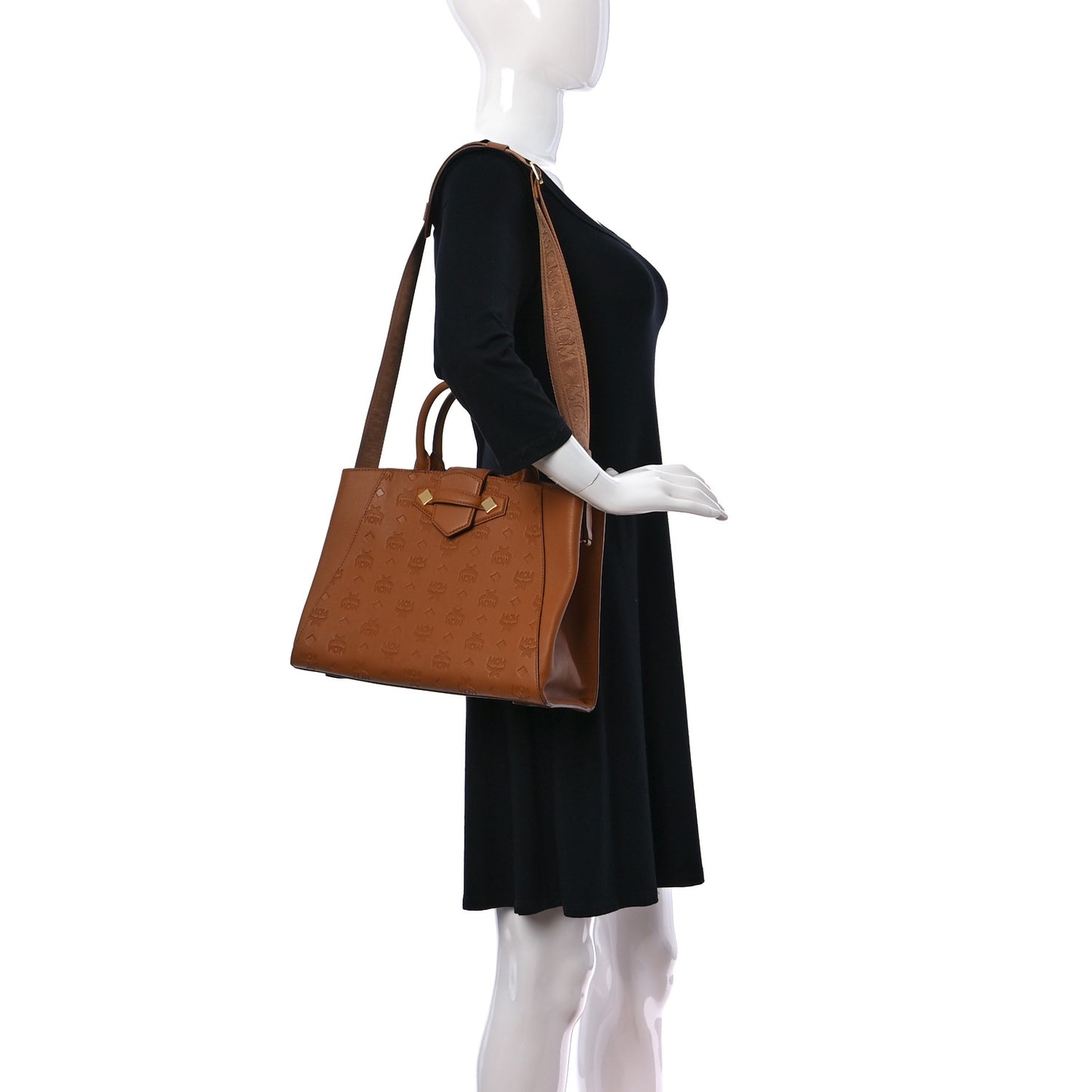 Calfskin Ottomar Monogram Medium Essential Tote Cognac