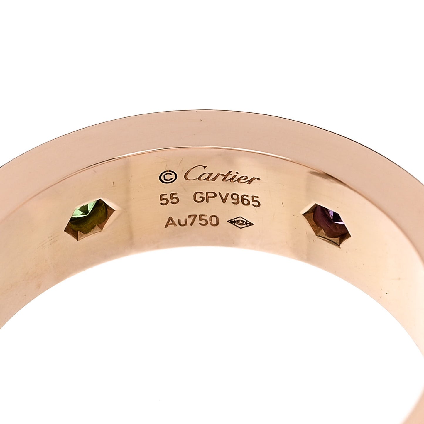 18K Pink Gold Sapphire Garnet Amethyst 5.5mm LOVE Ring 55 7.25