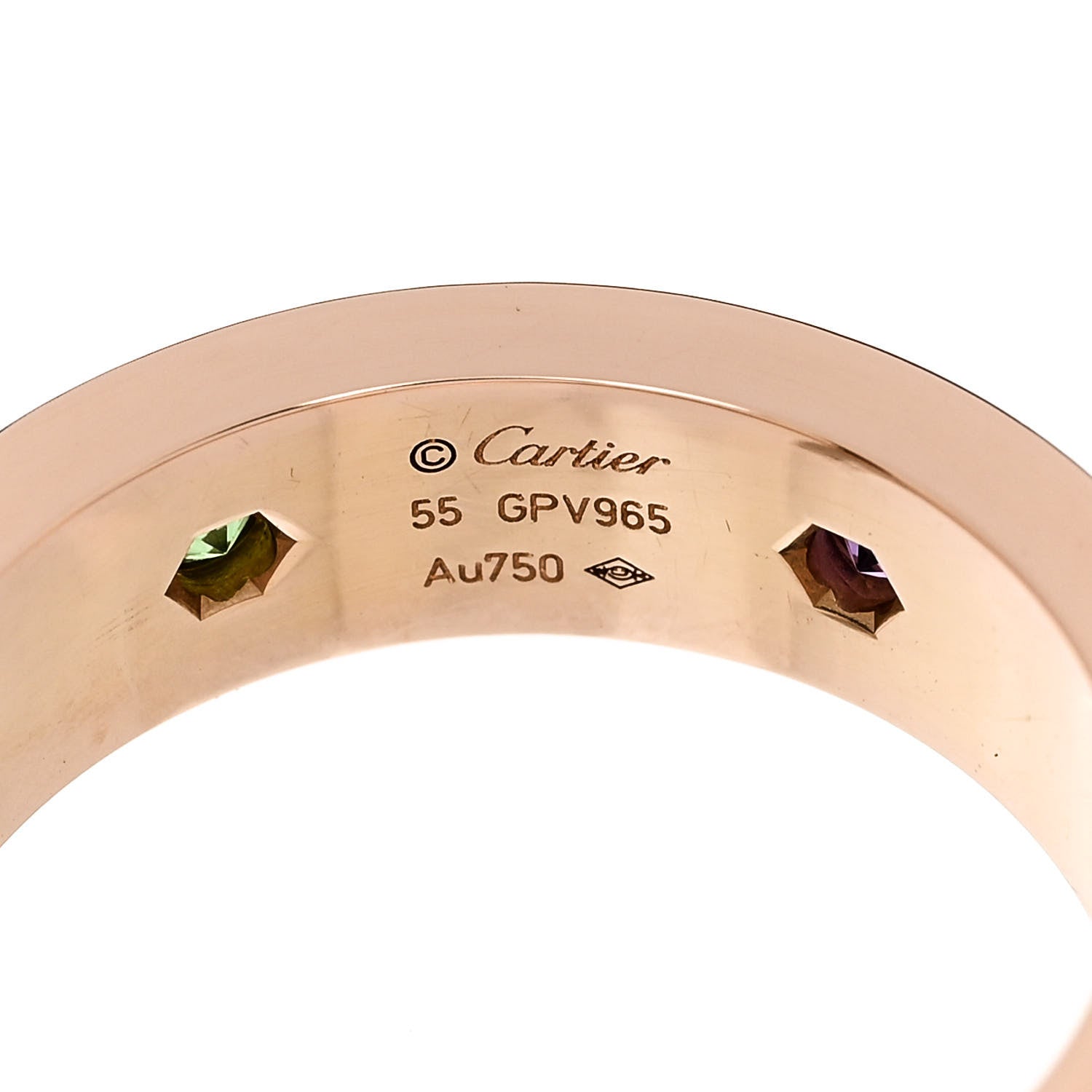 Cartier 18K Pink Gold Sapphire Garnet Amethyst 5.5mm LOVE Ring 55 7.25 4 of 5