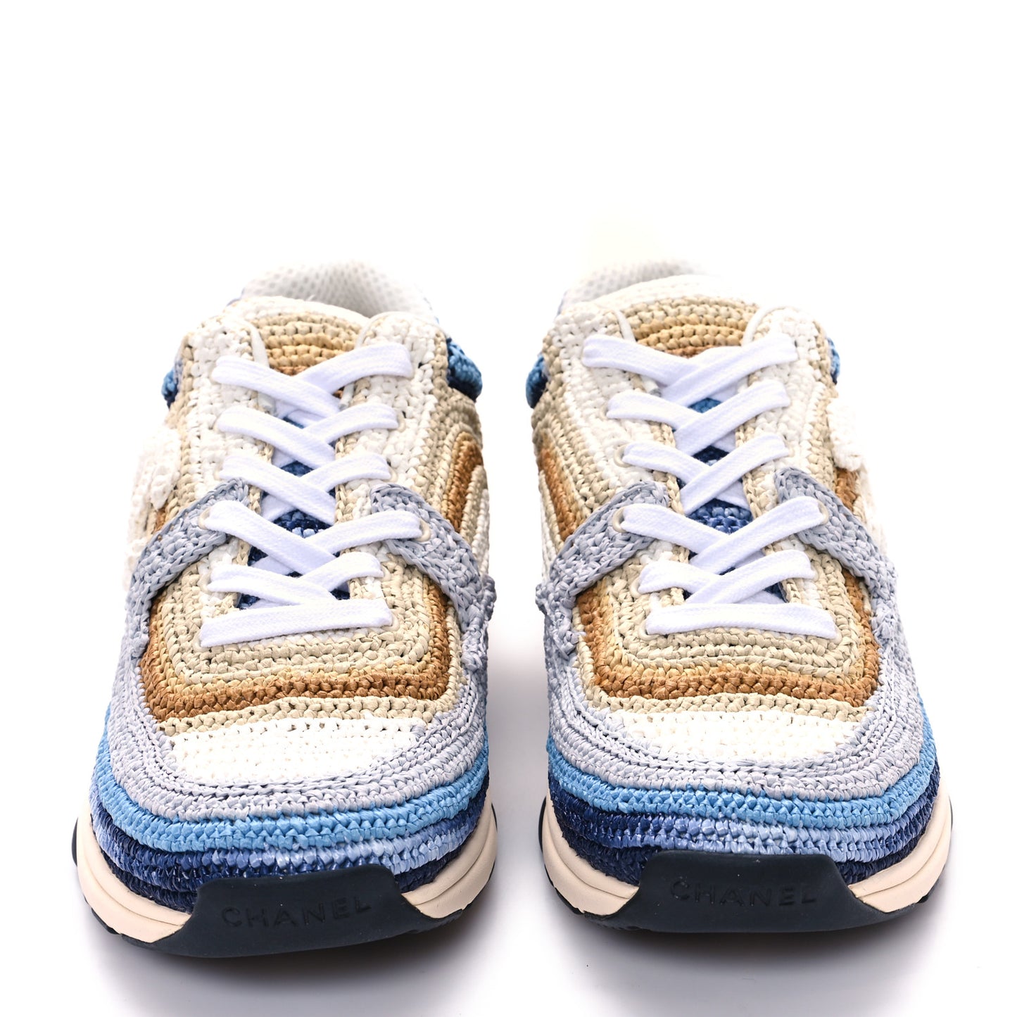 Braided Raffia Womens CC Sneakers 40 Blue Beige