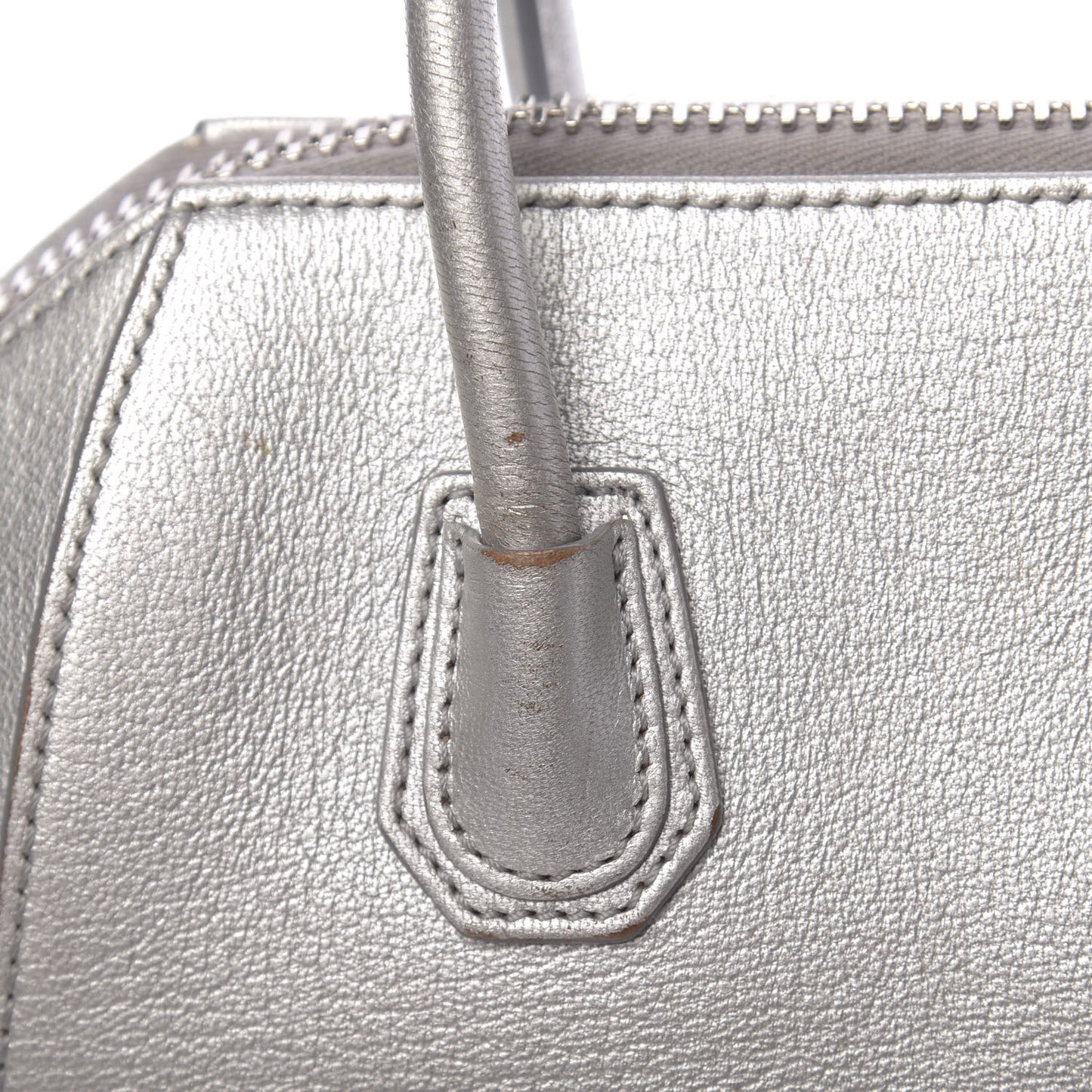 Metallic Sugar Goatskin Mini Antigona Silver