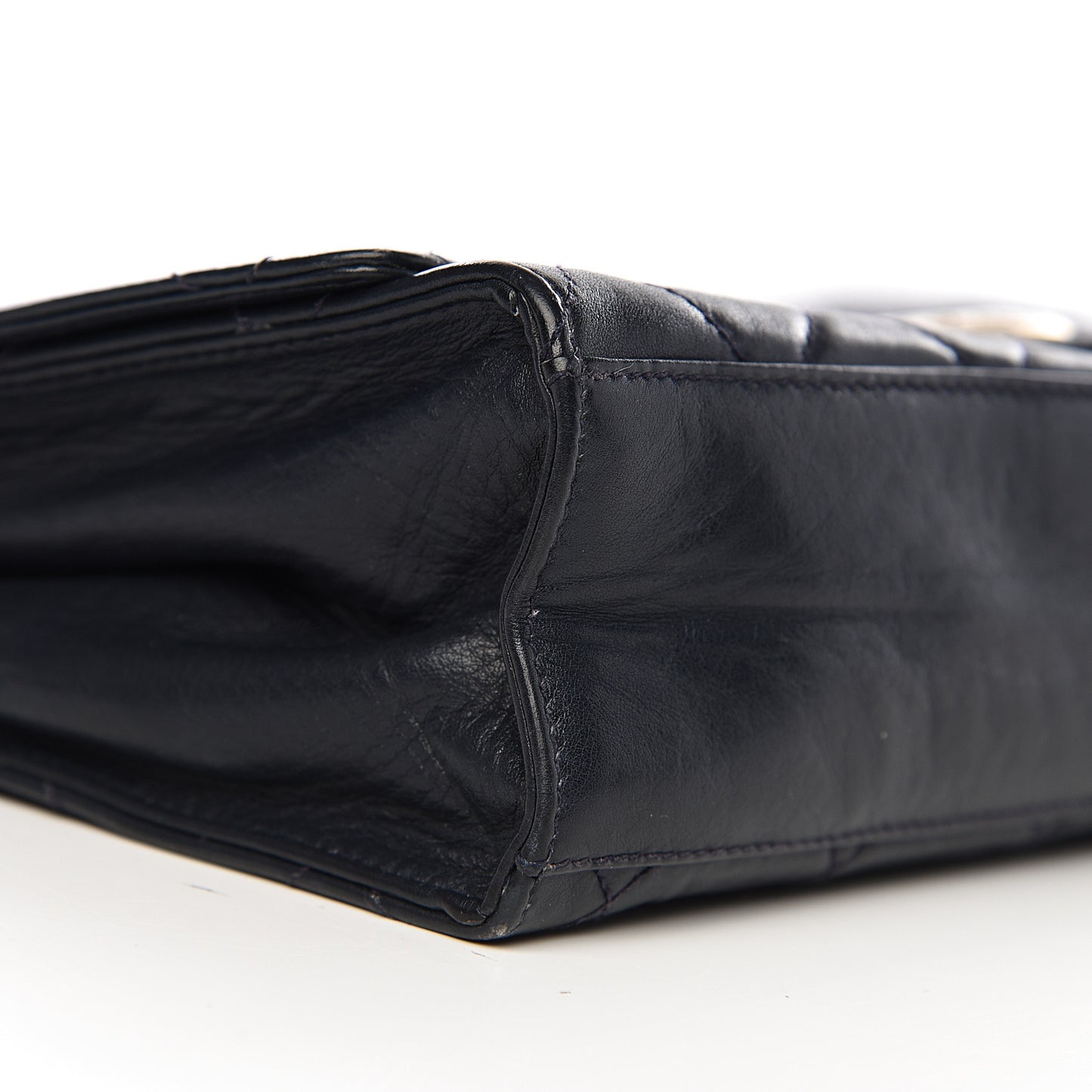 Lambskin Quilted Medium Single Flap Navy