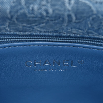 Chanel Denim Quilted Medium Camellia Sweetheart Flap Blue 7 of 10
