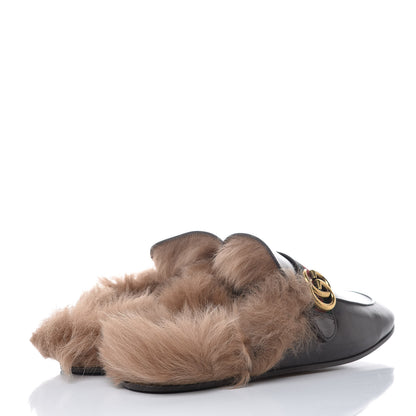 Gucci Goatskin Fur Web GG Mens Princetown Slippers 11 Cocoa 4 of 8