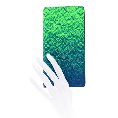 Louis Vuitton Taurillon Illusion Brazza Wallet Bleu Vert 2 of 6