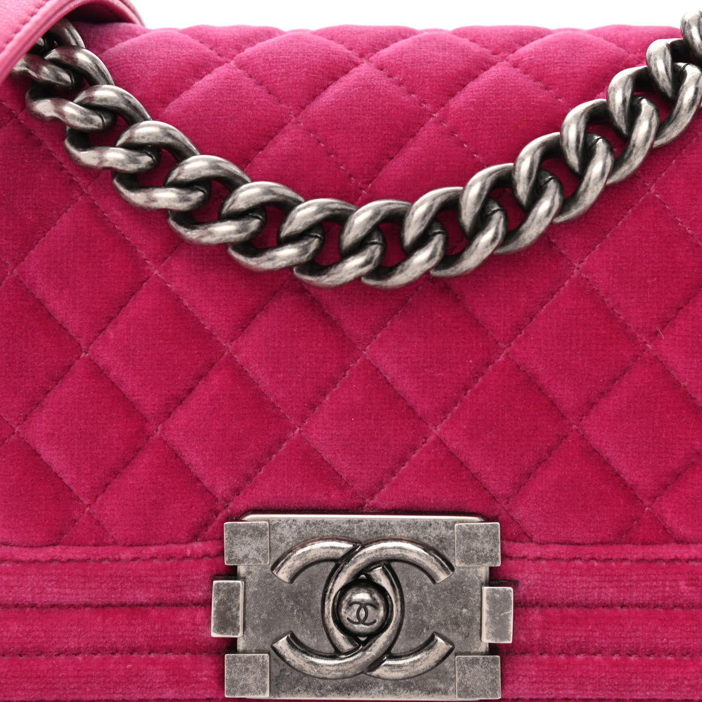 Velvet Quilted Small Boy Flap Pink