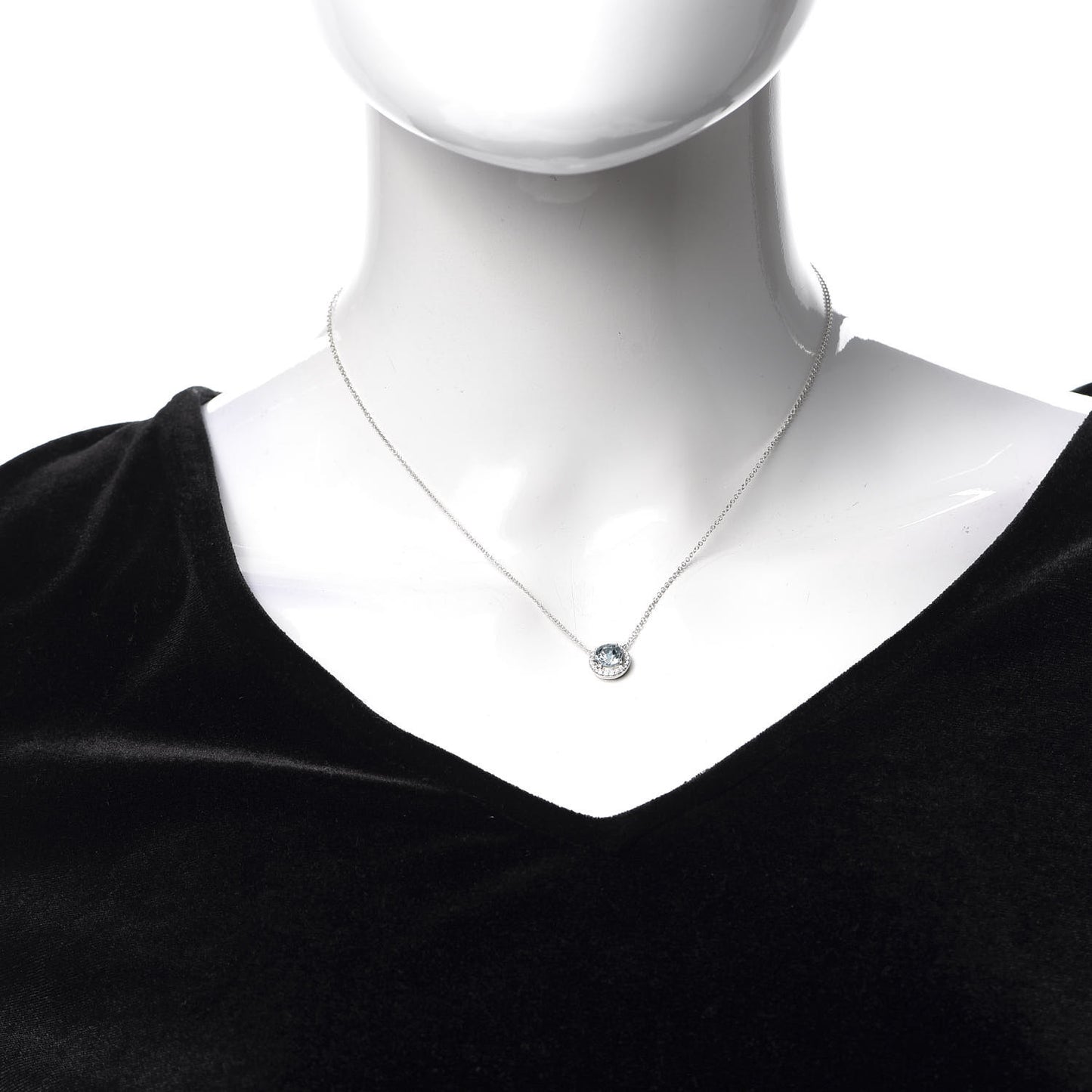 Platinum Diamond Aquamarine Soleste Pendant Necklace