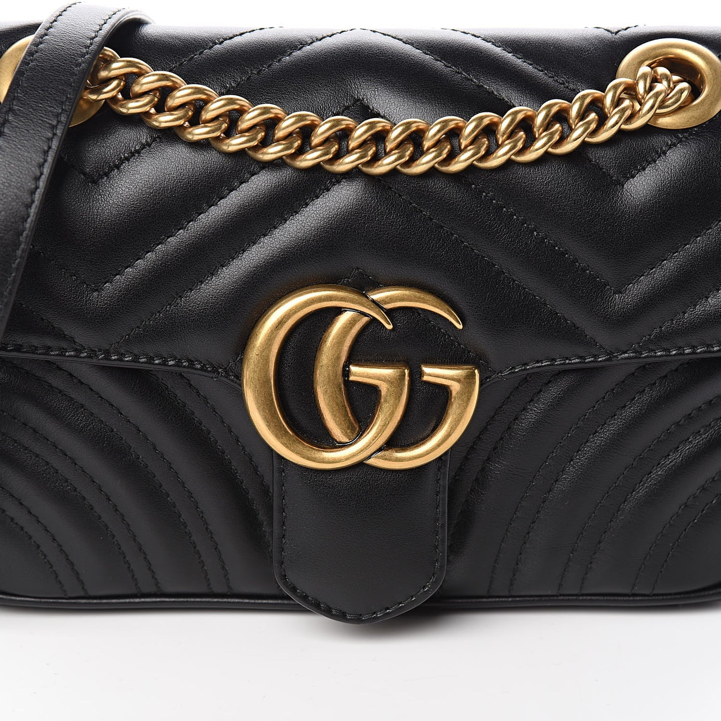 Calfskin Matelasse Mini GG Marmont Shoulder Bag Black