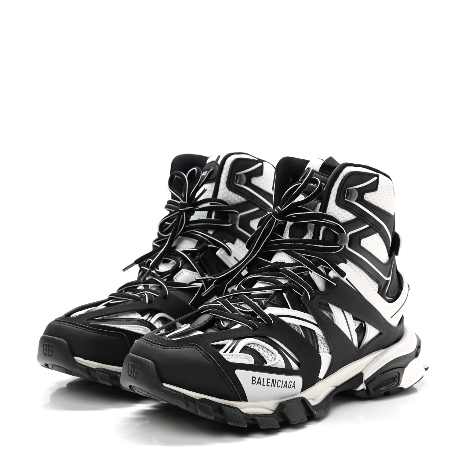 Balenciaga Mesh Nylon Mens Track Hike Sneakers 43 Black White 3 of 9