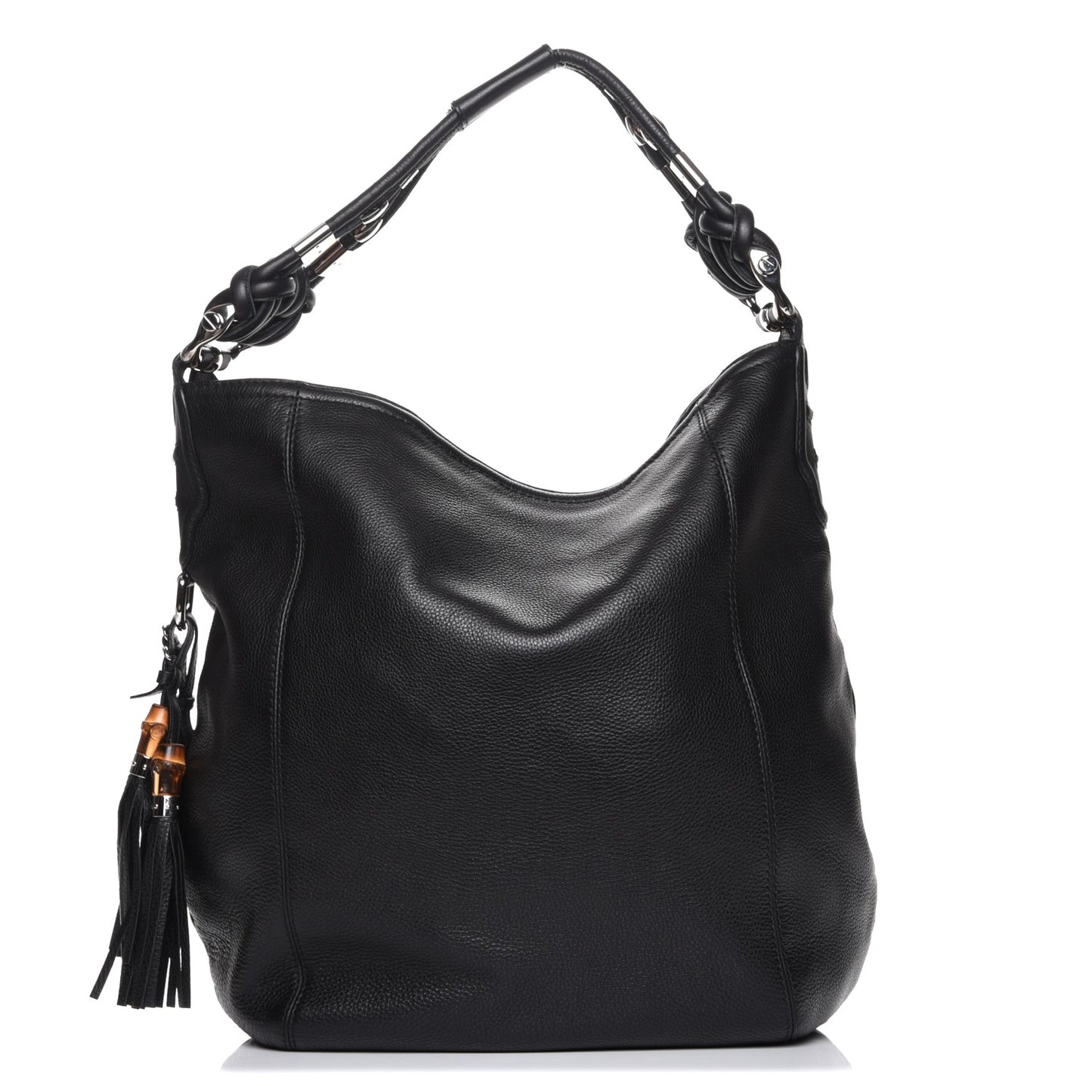 Calfskin Large Techno Horsebit Hobo Black