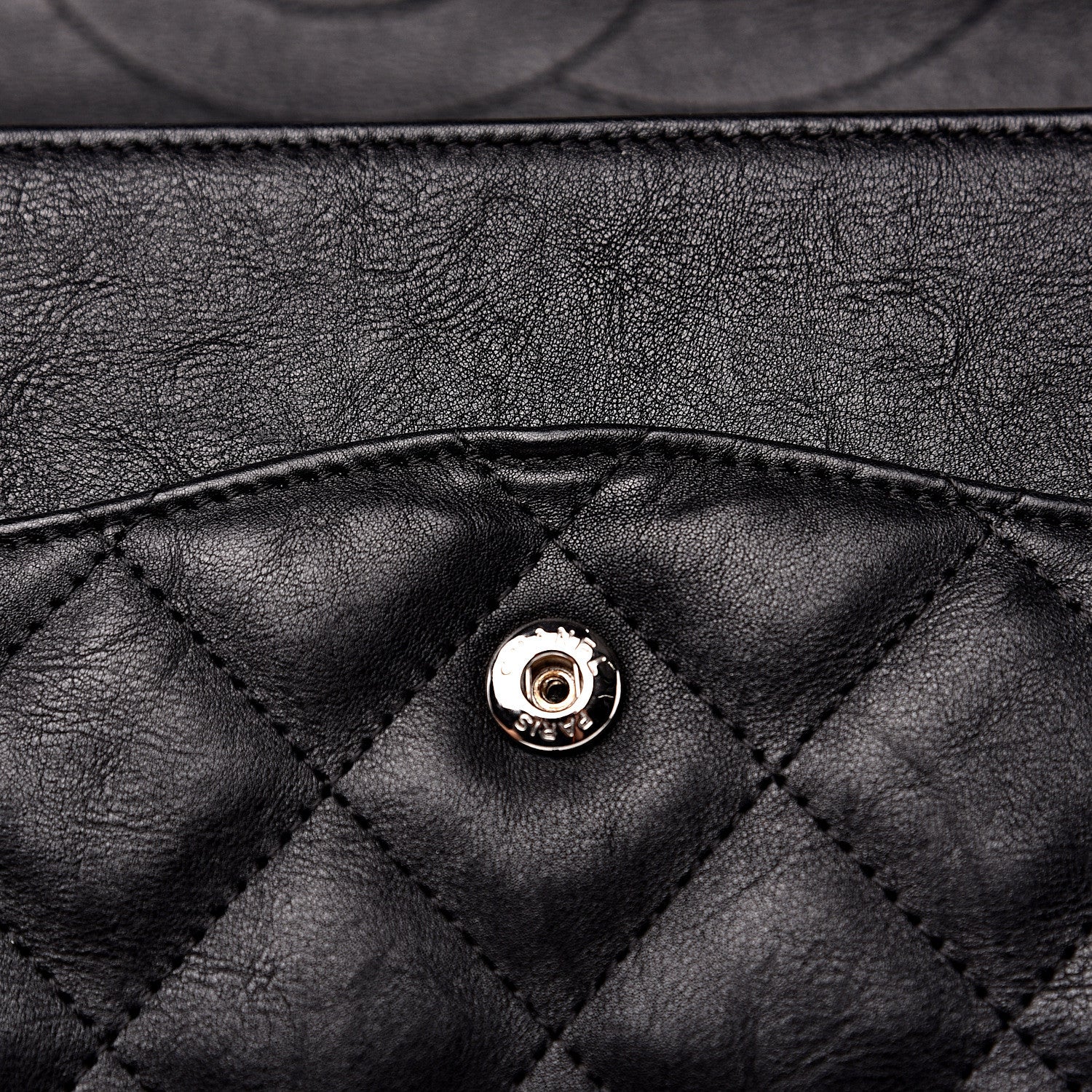 Chanel Crumpled Calfskin Quilted Jumbo Double Flap So Black 15 of 15