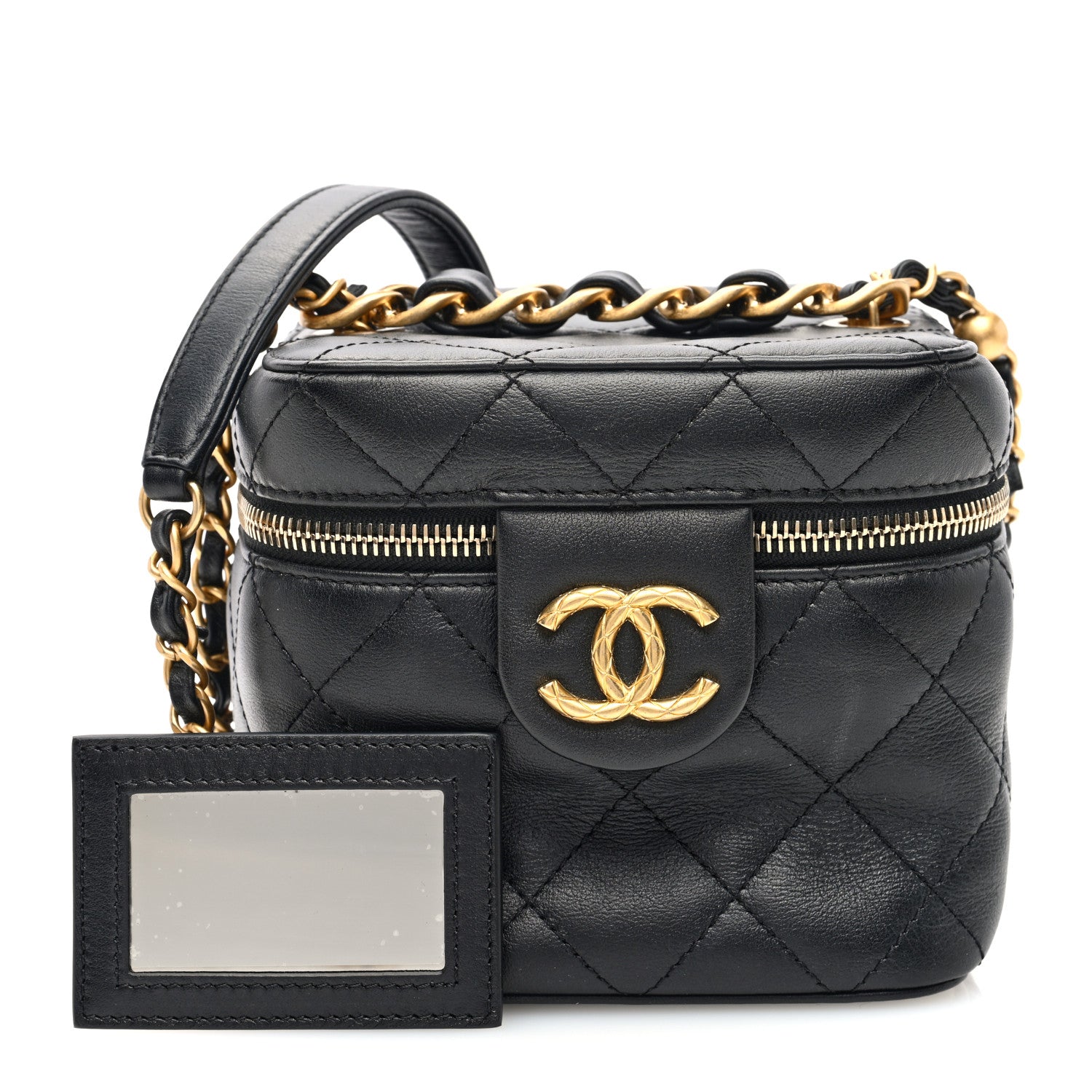 Chanel Calfskin Quilted Small Vanity Case With Chain Black 3 of 10