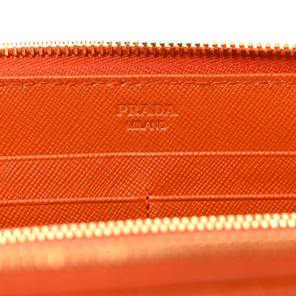 Prada Saffiano Metal Zip Around Wallet Papaya 6 of 7