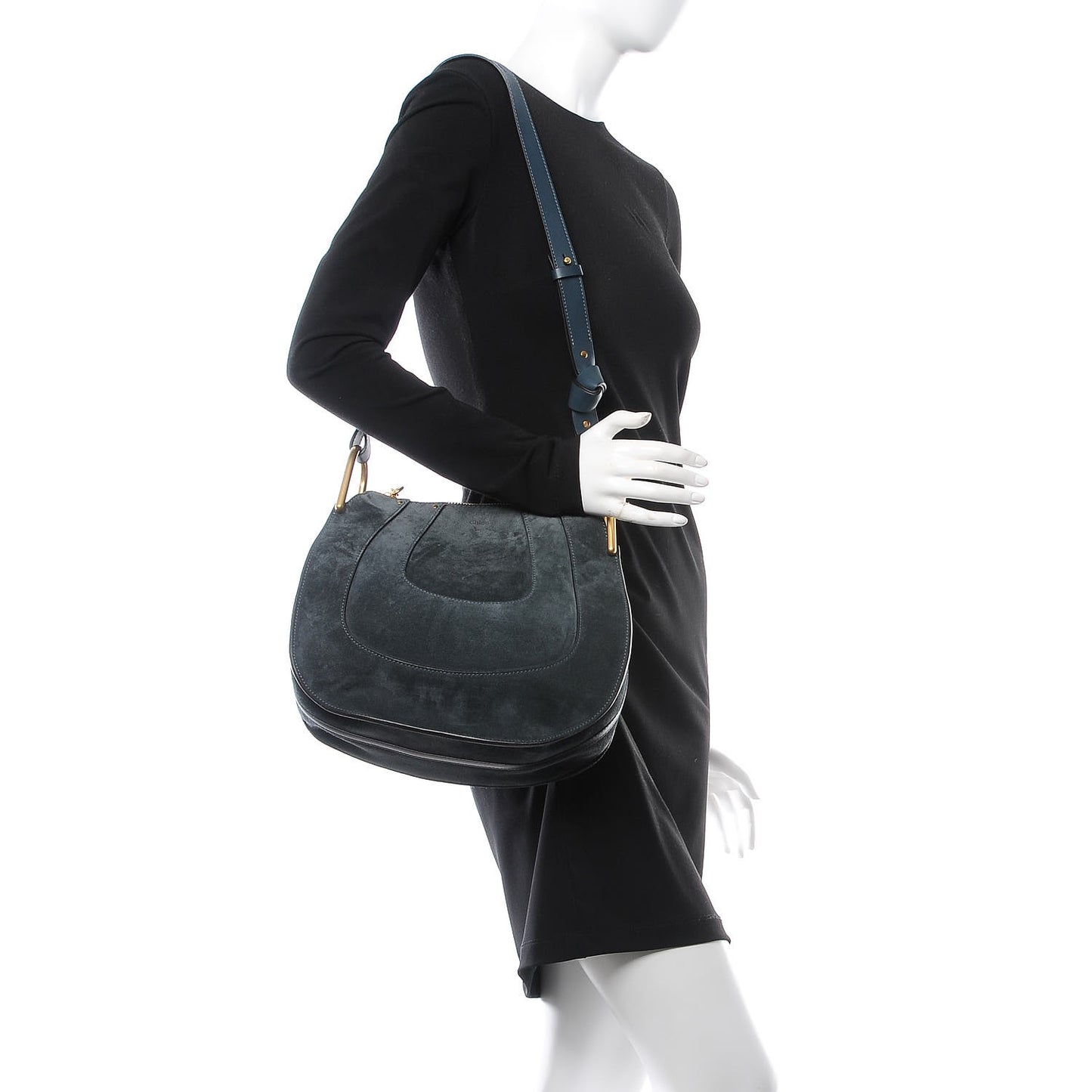 Calfskin Suede Small Hayley Hobo Silver Blue