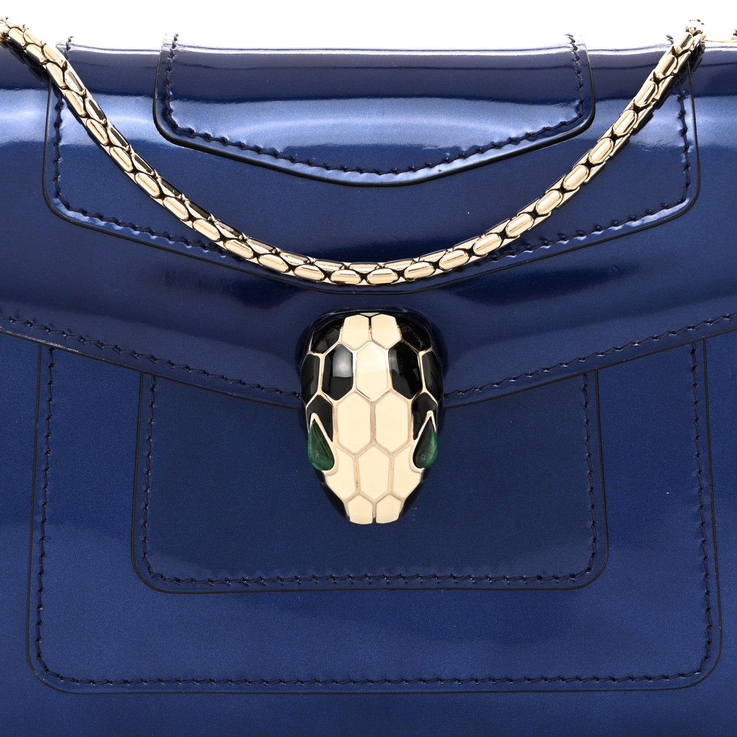 Bulgari Metallic Calfskin Small Serpenti Forever Snake Strap Crossbody Bag Blue 8 of 10