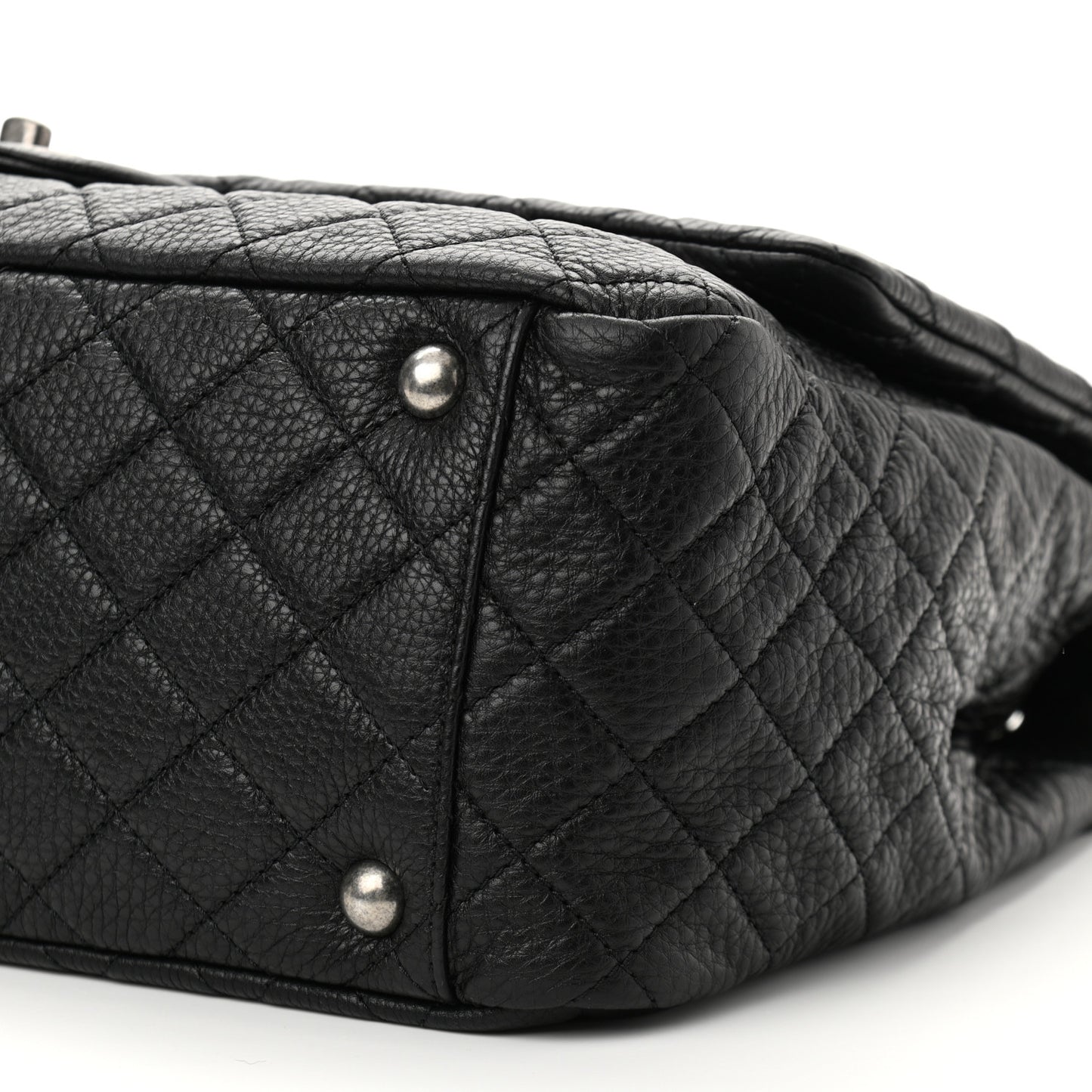 Calfskin Quilted XXL Travel Flap Bag Black