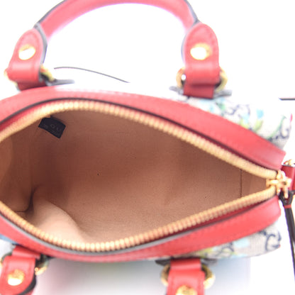 Gucci GG Supreme Monogram Blooms Mini Boston Navy Blue Hibiscus 5 of 10