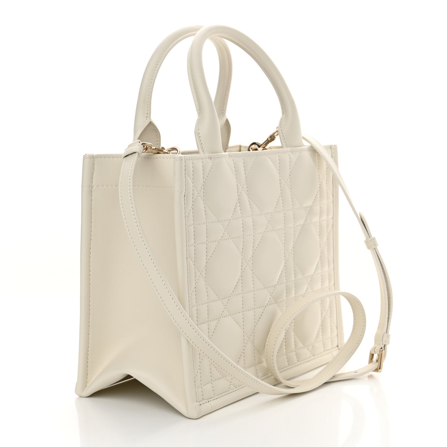 Calfskin Macro Cannage Small Book Tote Latte