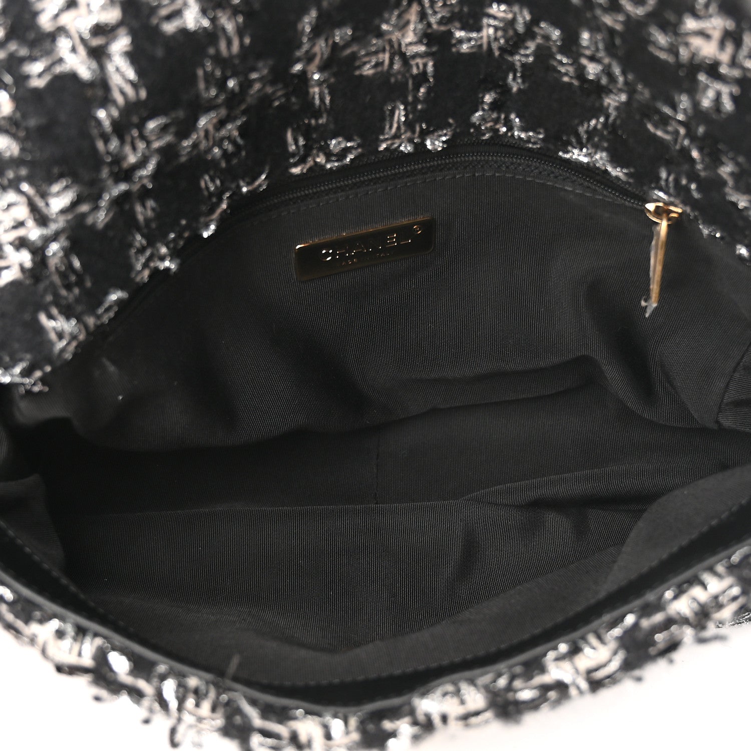 Chanel Tweed Quilted Large Chanel 19 Flap Black Silver Ecru 5 of 11
