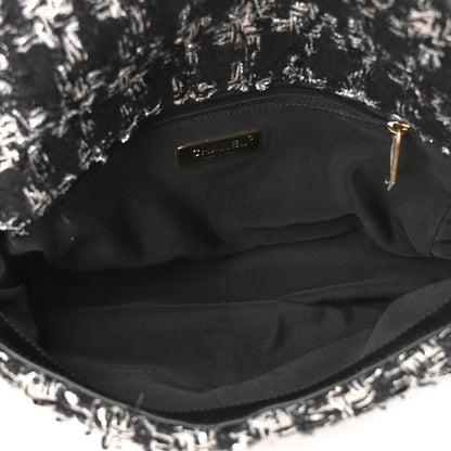 Chanel Tweed Quilted Large Chanel 19 Flap Black Silver Ecru 5 of 11