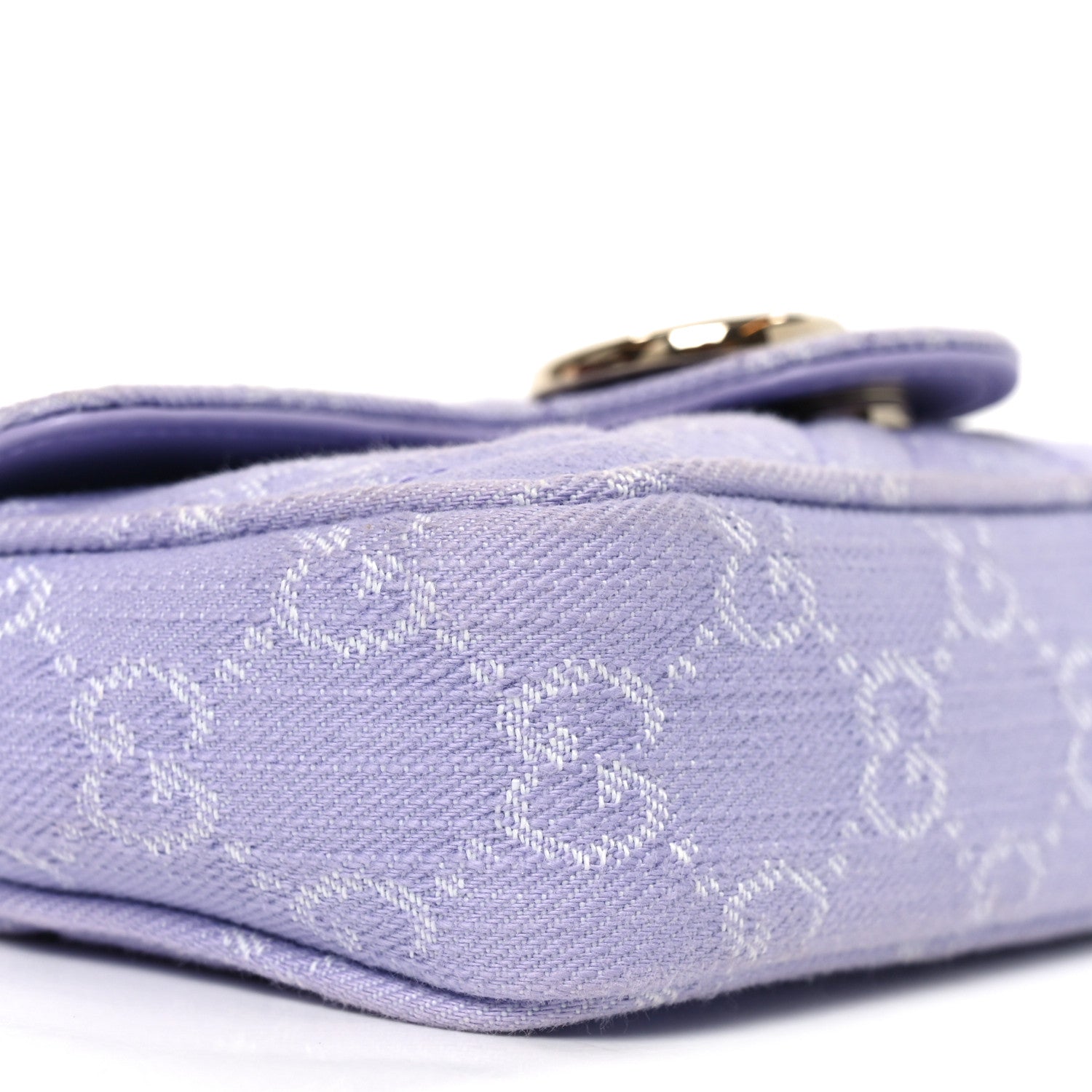 Gucci Denim GG Monogram Mini GG Marmont Shoulder Bag Light Purple 9 of 11