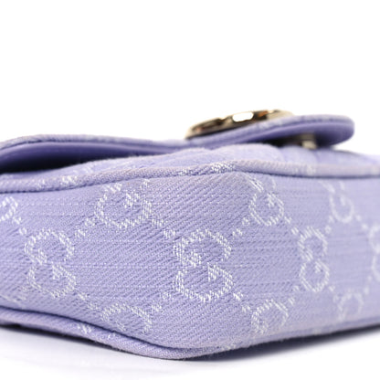 Gucci Denim GG Monogram Mini GG Marmont Shoulder Bag Light Purple 9 of 11