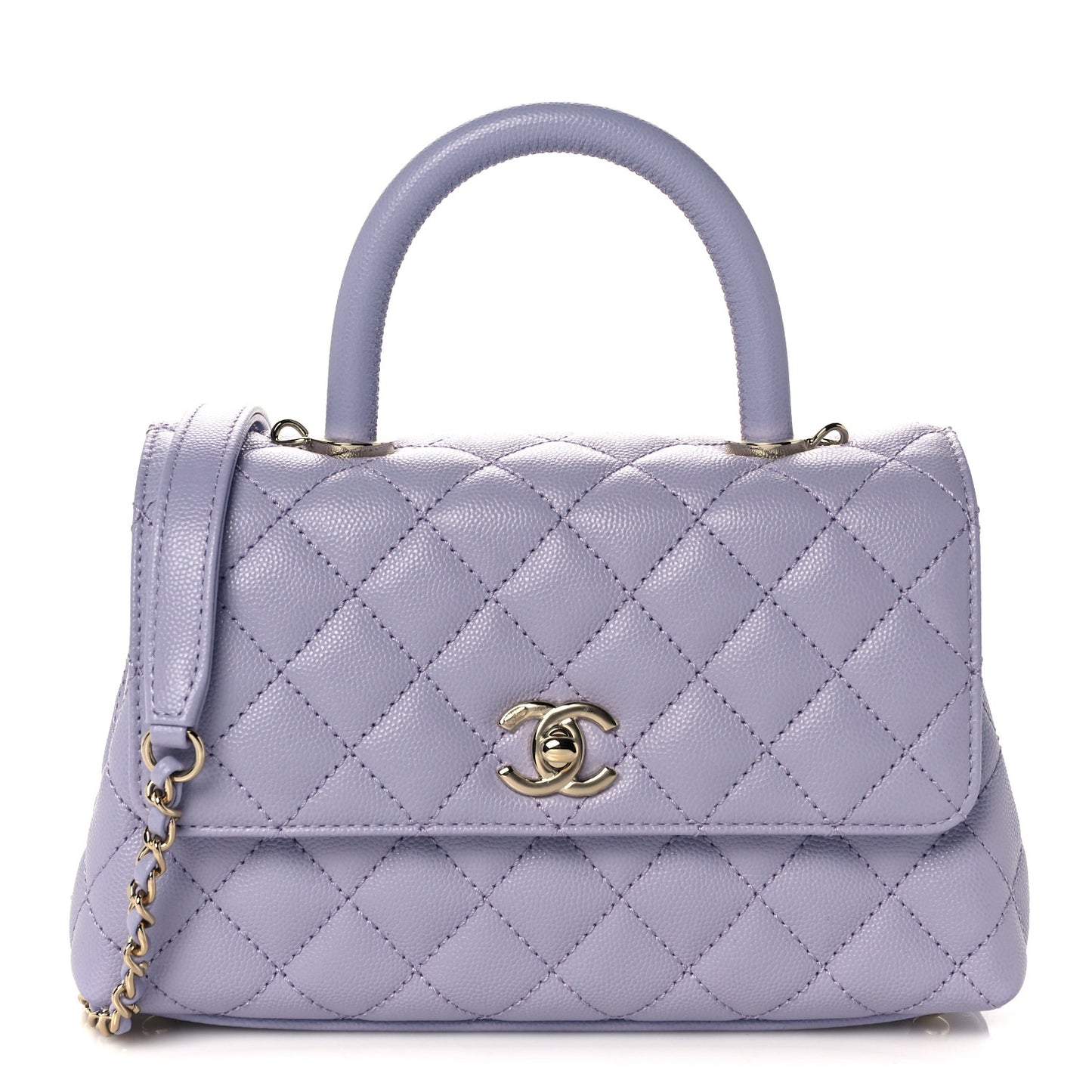 Caviar Quilted Mini Coco Handle Flap Light Purple