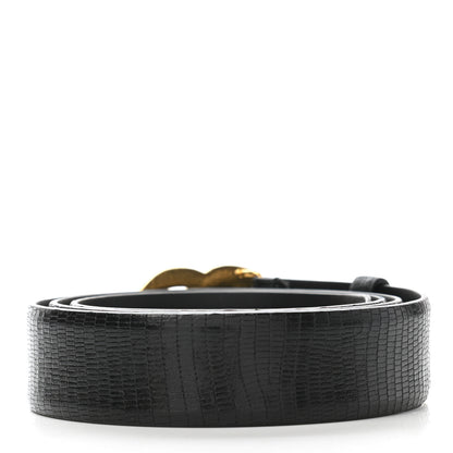 Chanel Lizard Embossed Calfskin Gripoix Poured Glass Along The Nile CC Belt 95 38 Black 2 of 6