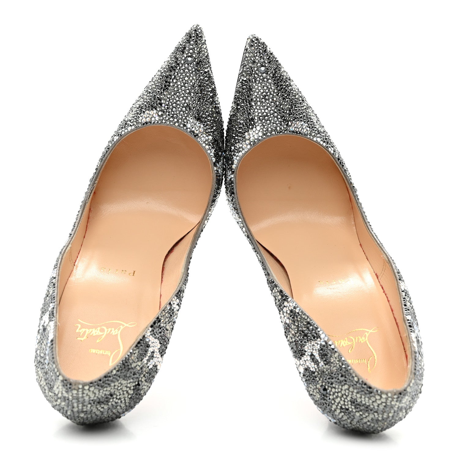 Christian Louboutin Strass Leopard Print Pigalle Follies 100 Pumps 38.5 Silver Black 2 of 8