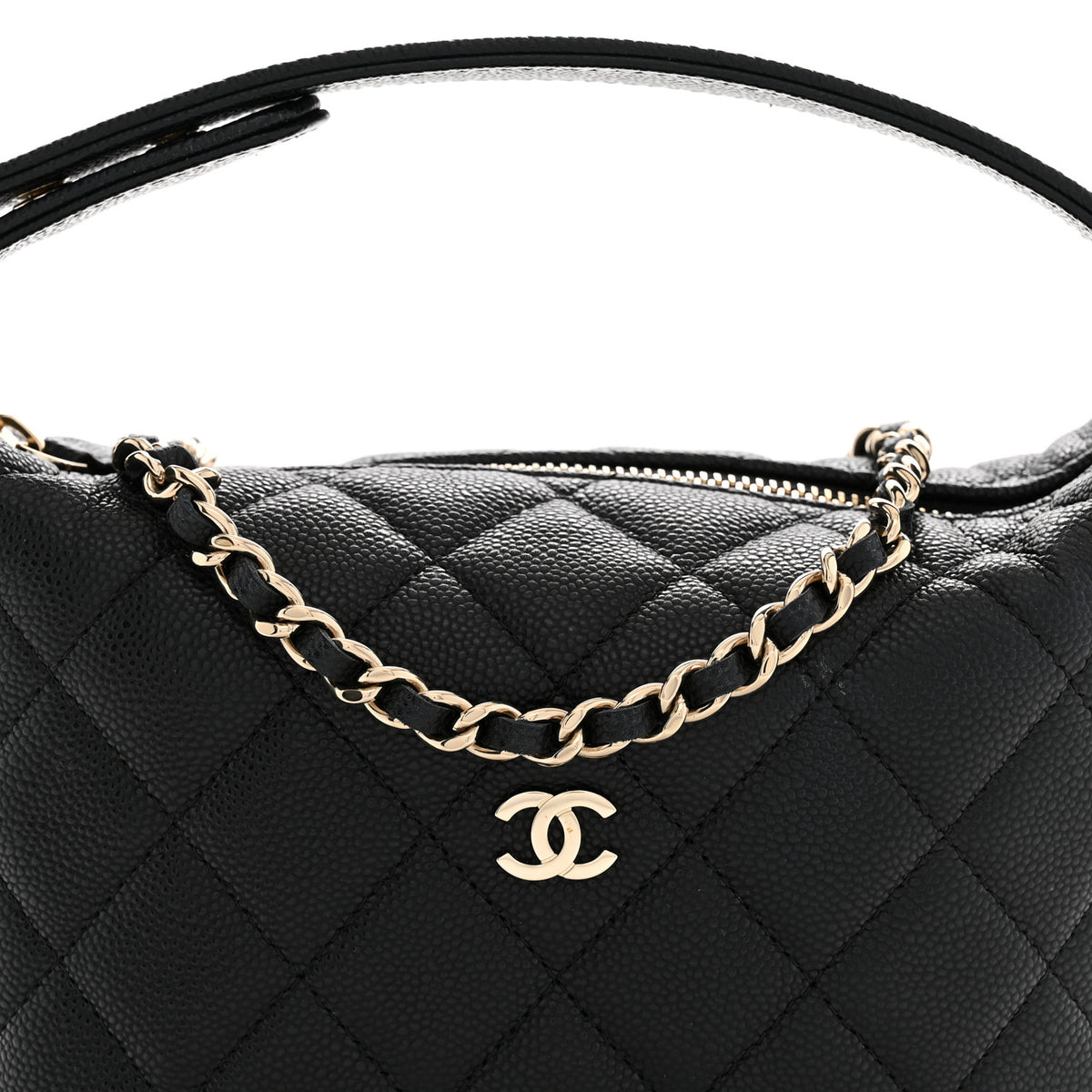 Chanel Caviar Quilted Hobo Clutch With Chain Black 8 of 11