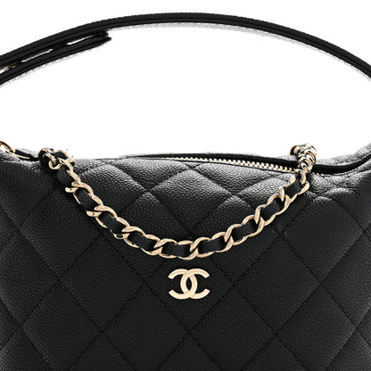 Chanel Caviar Quilted Hobo Clutch With Chain Black 8 of 11