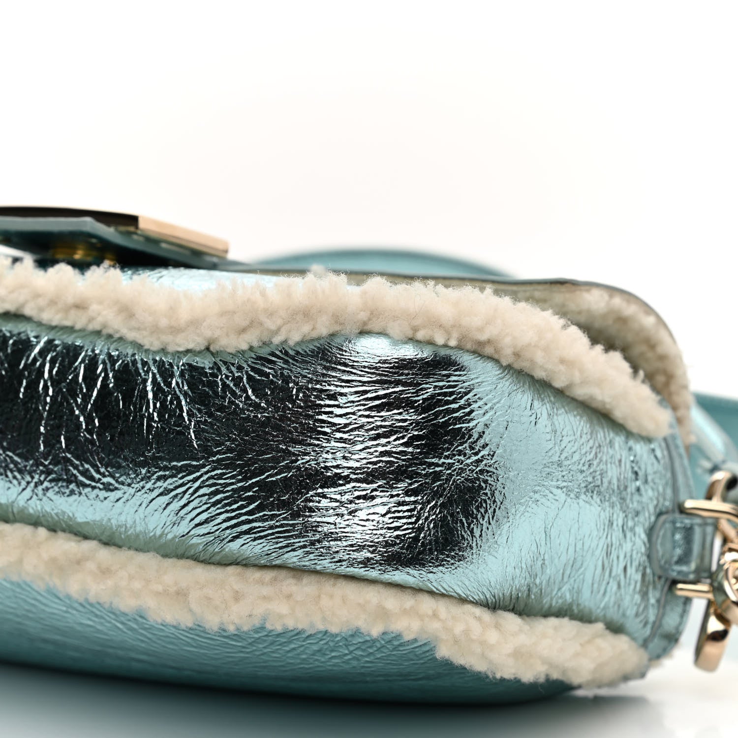 Fendi Metallic Lambskin Sheepskin Fur Re-Edition 2005-2006 Baguette Light Blue 9 of 9