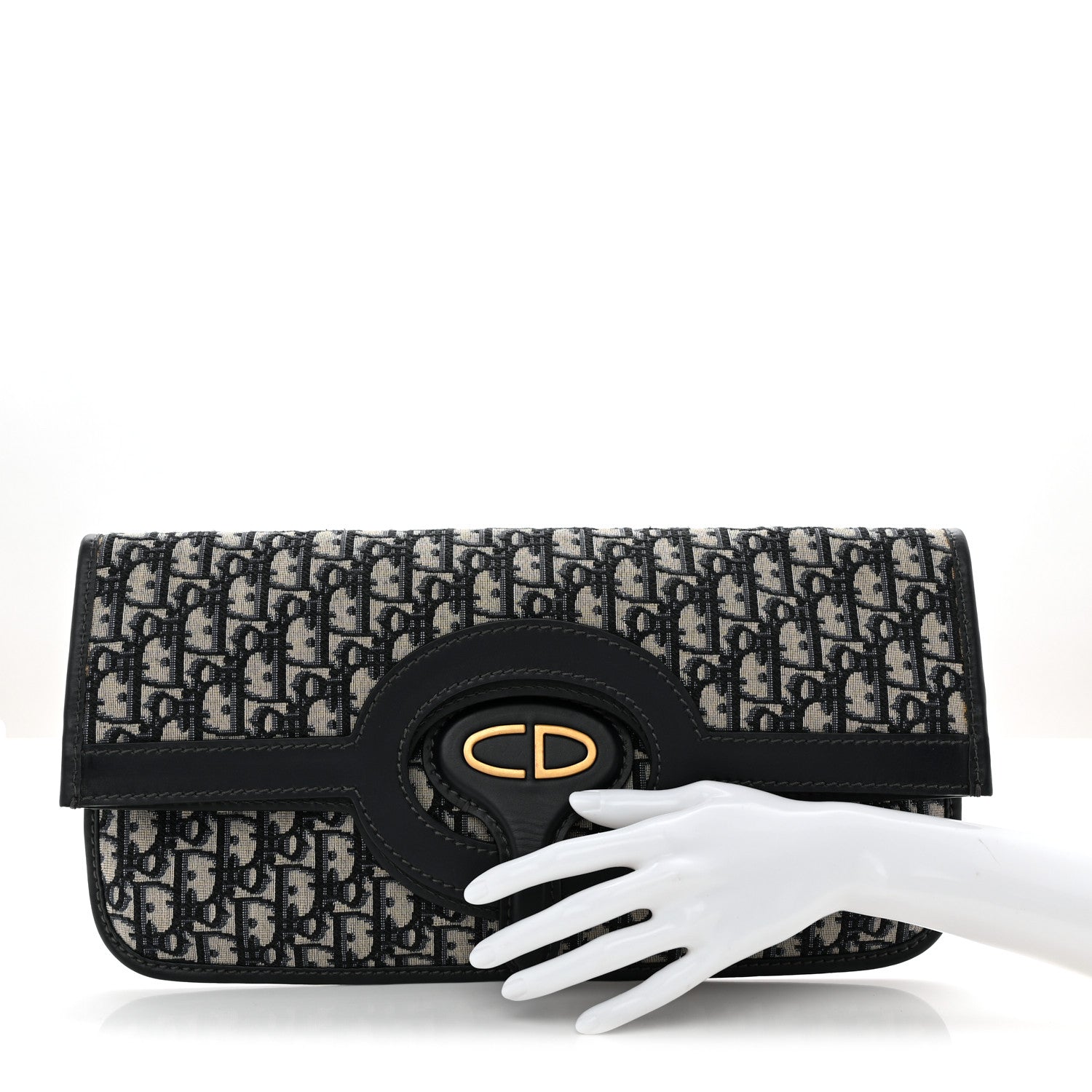 Christian Dior Oblique Fold Over Clutch Blue 2 of 10