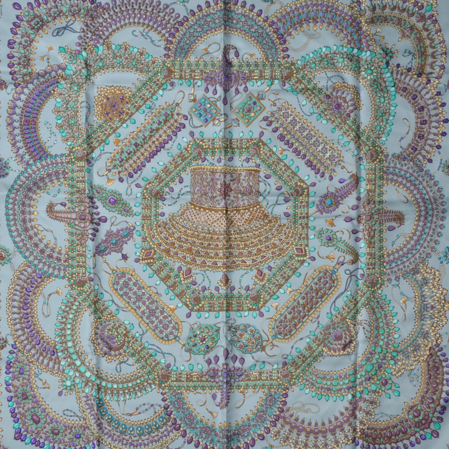 Silk Parures Des Maharajas Scarf 90 Gris Bleuete Violet Parme