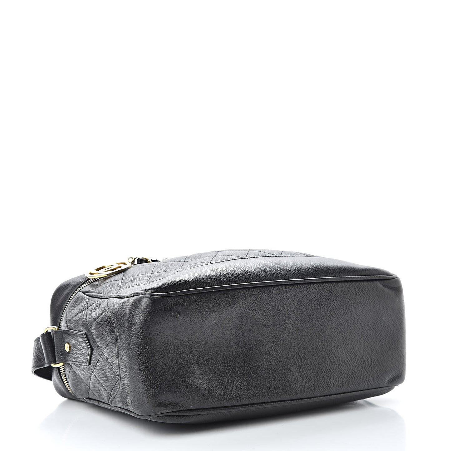 Caviar Quilted Vanity Train Case Shoulder Bag Black