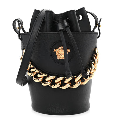 Versace Calfskin Medusa Chain Bucket Bag Black 1 of 10