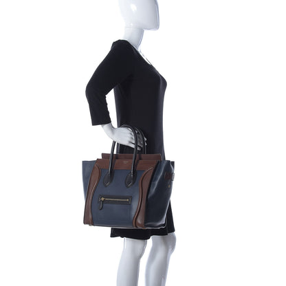 Celine Smooth Calfskin Mini Tri-Color Luggage Navy 2 of 10