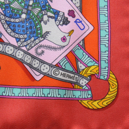 Hermes Silk Twill Dame de Coeur Pocket Square Scarf w Cartes A Nouer Knotting Cards 4 of 6