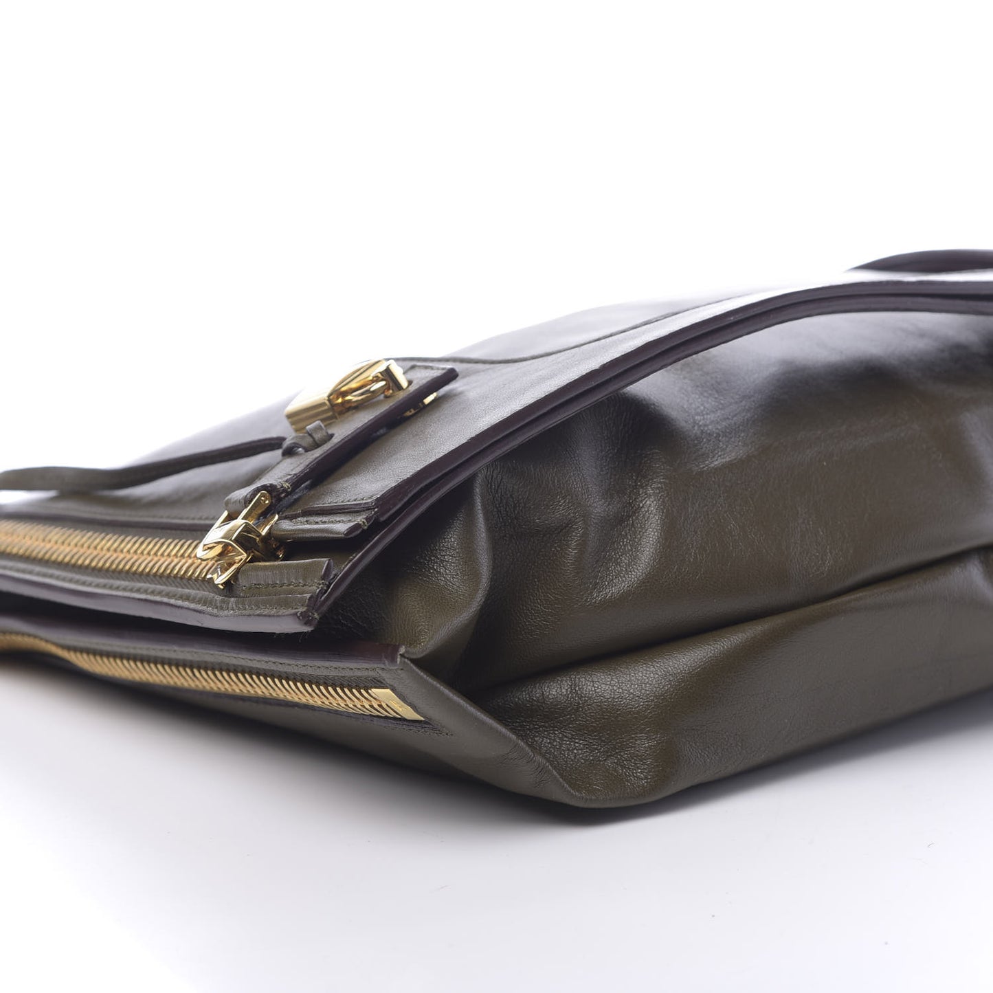 Ramskin Large Alix Padlock Zip Shoulder Bag Green