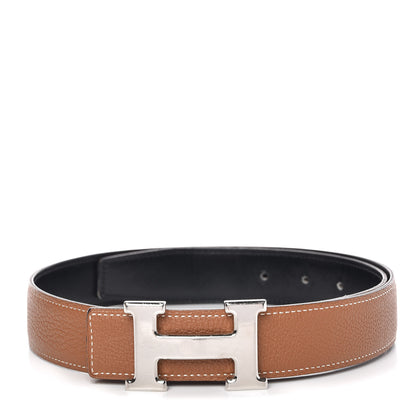 Hermes Box Togo 32mm H Belt 80 Black Gold 1 of 8