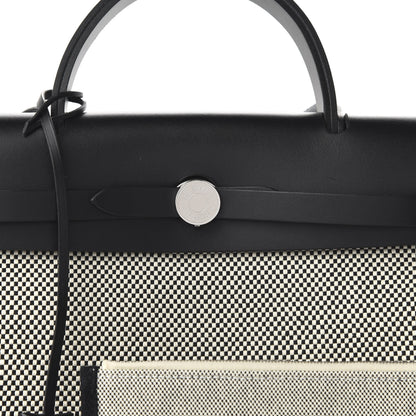 Hermes Vache Hunter Criss Viking Herbag Zip Retourne 31 PM Ecru Black 9 of 10