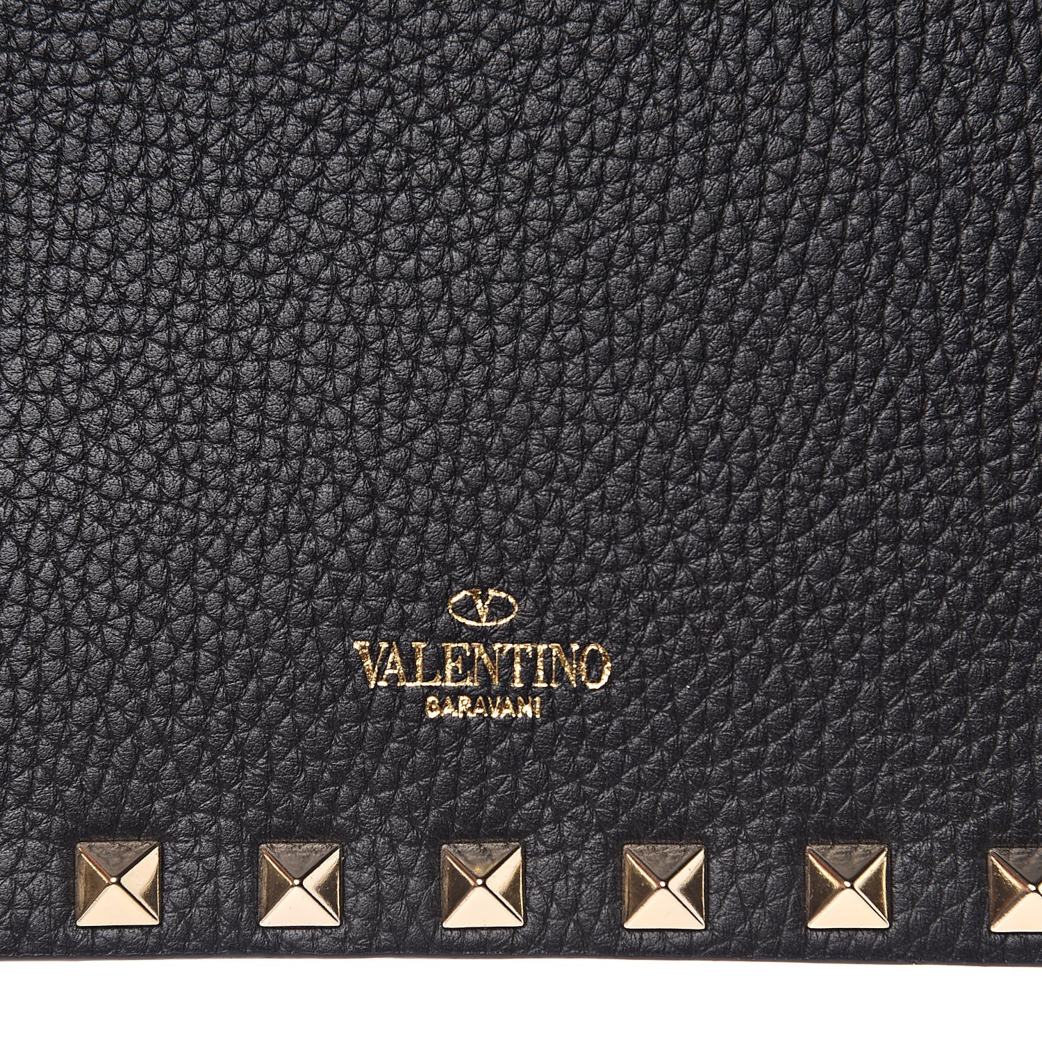 Valentino Garavani Pebbled Calfskin Rockstud Envelope Wallet on Chain Black 9 of 10