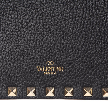 Valentino Garavani Pebbled Calfskin Rockstud Envelope Wallet on Chain Black 9 of 10