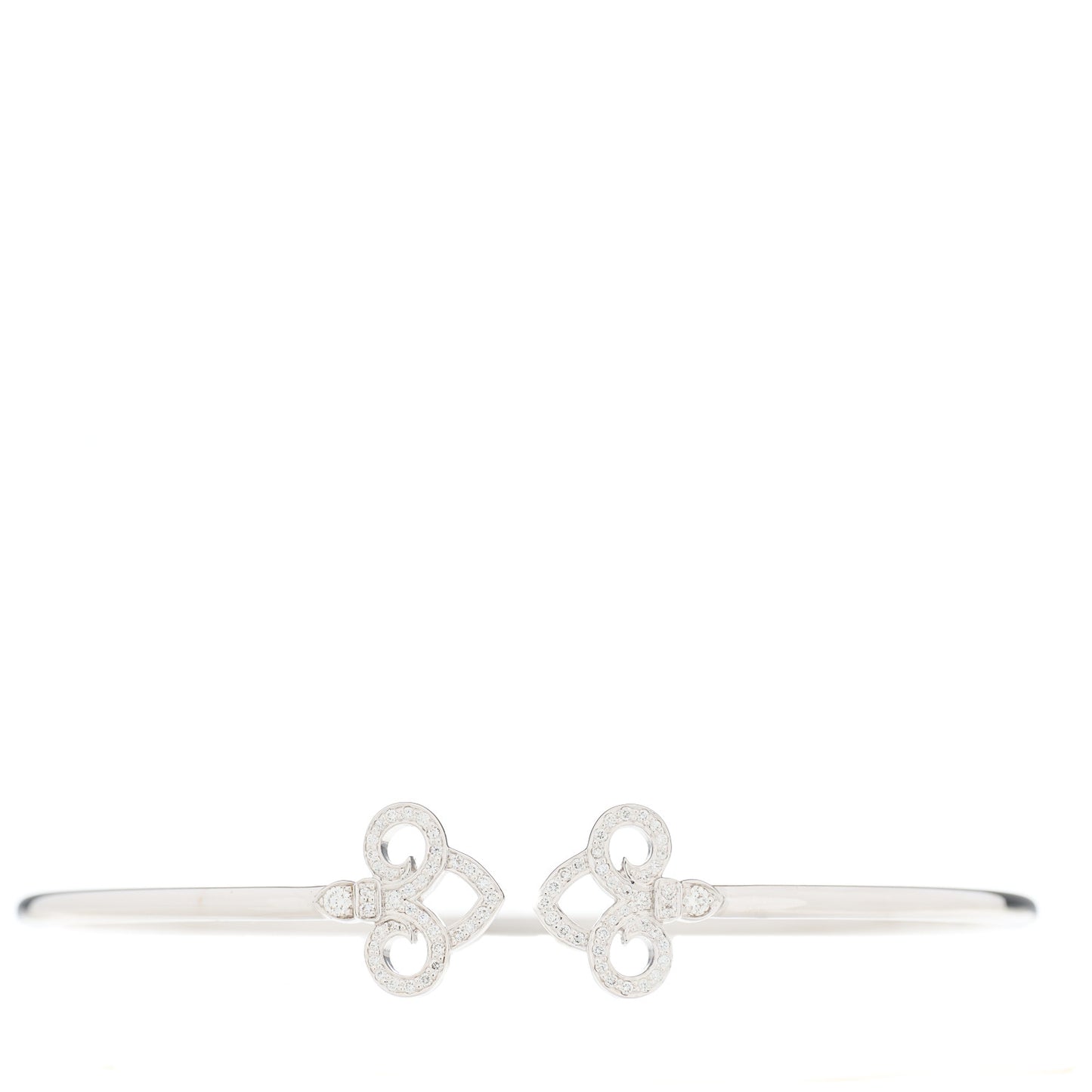18K White Gold Diamond Fleur de Lis Wire Bracelet