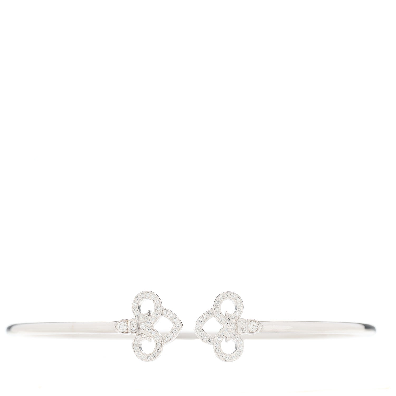 Tiffany 18K White Gold Diamond Fleur de Lis Wire Bracelet 1 of 4