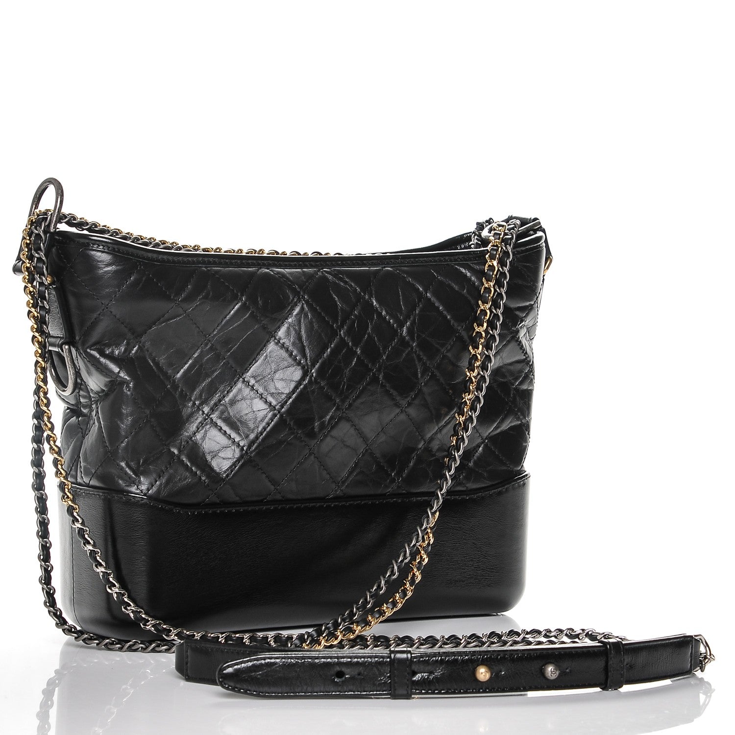 Chanel Aged Calfskin Quilted Medium Gabrielle Hobo Black 3 of 7
