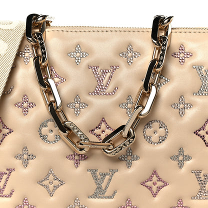 Louis Vuitton Lambskin Swarovski Crystal Embossed Monogram Coussin PM Nude 10 of 12