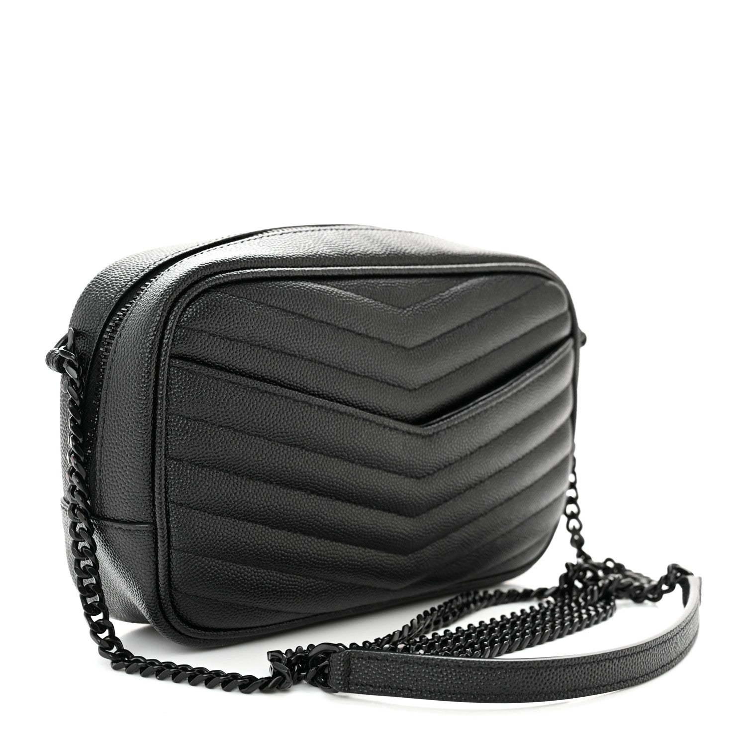Saint Laurent Grain De Poudre Matelasse Monochrome Monogram Mini Lou Camera Bag Black 3 of 10