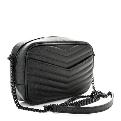 Saint Laurent Grain De Poudre Matelasse Monochrome Monogram Mini Lou Camera Bag Black 3 of 10