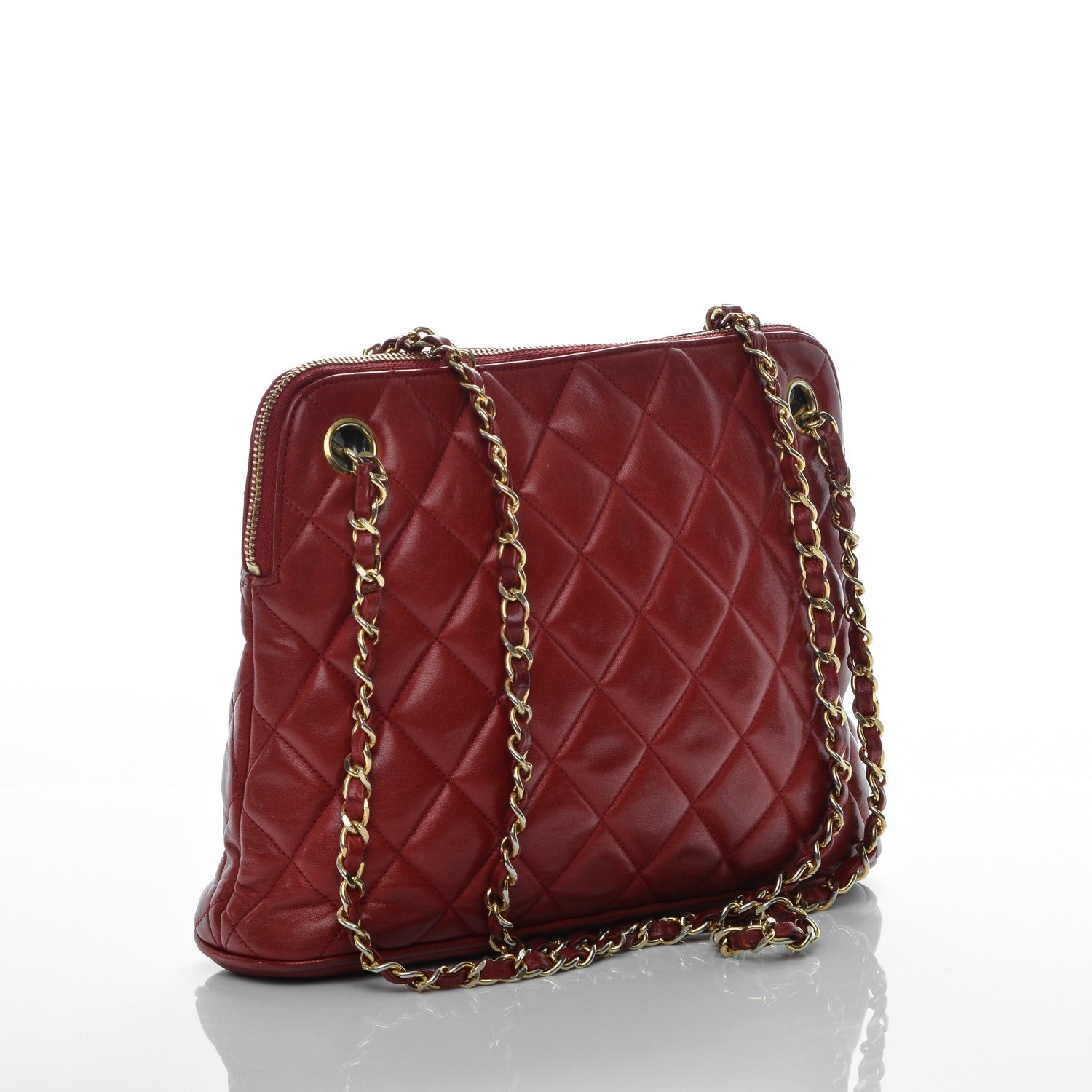 Chanel Lambskin Quilted Shoulder Bag Red 3 of 7